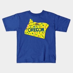 Oregon State USA Illustrated Map Kids T-Shirt